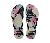 Chinelo Havaianas Slim Floral - Black